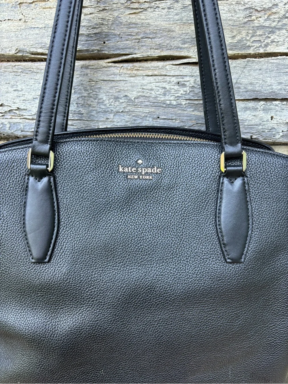 kate spade Soft Black Pebbled Leather Shoulder Tote